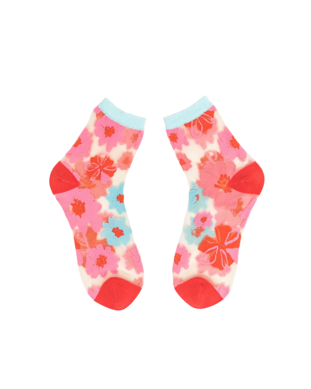 sheer ankle socks with ribbon roses