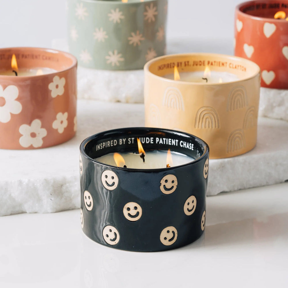 Giveback St. Jude Black Smiley Face Candle