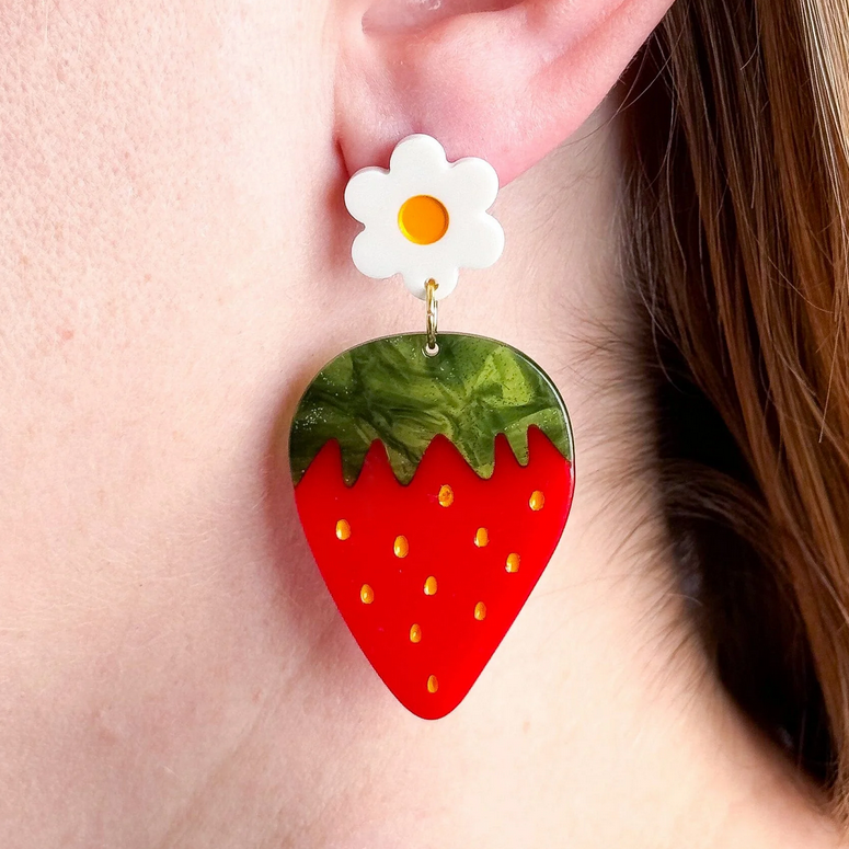 Strawberry and Flowers Earrings