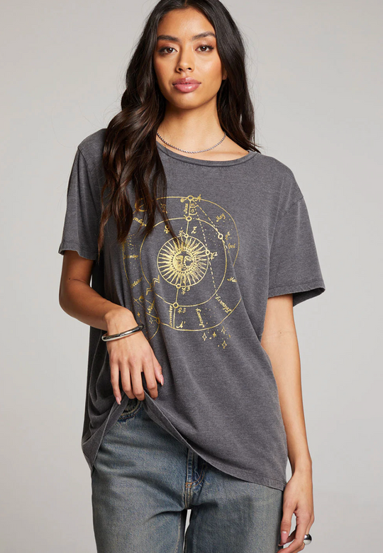 Astrology Black Mineral Wash Tee