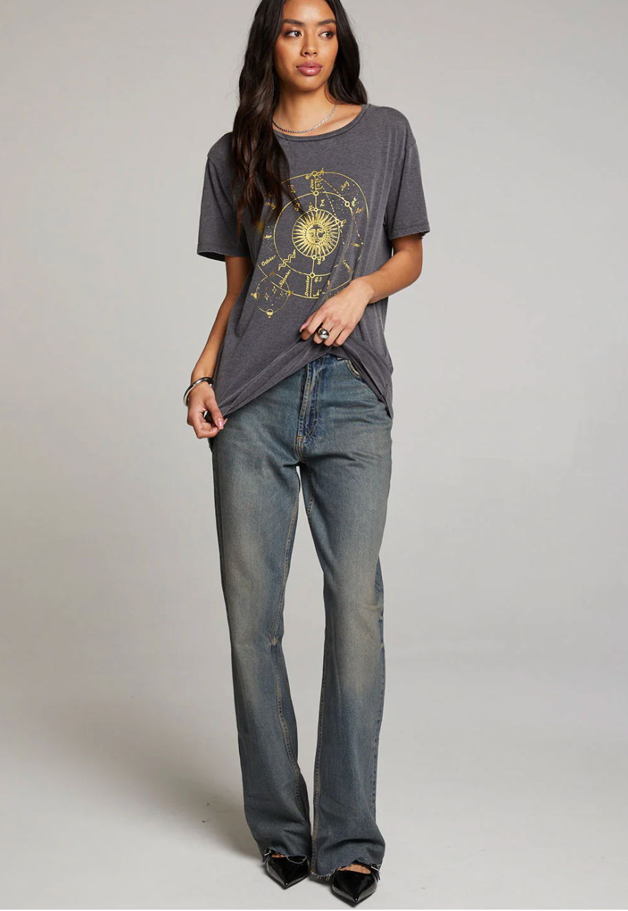 Astrology Black Mineral Wash Tee