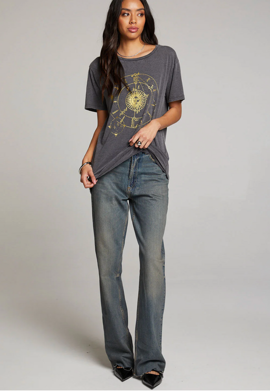 Astrology Black Mineral Wash Tee