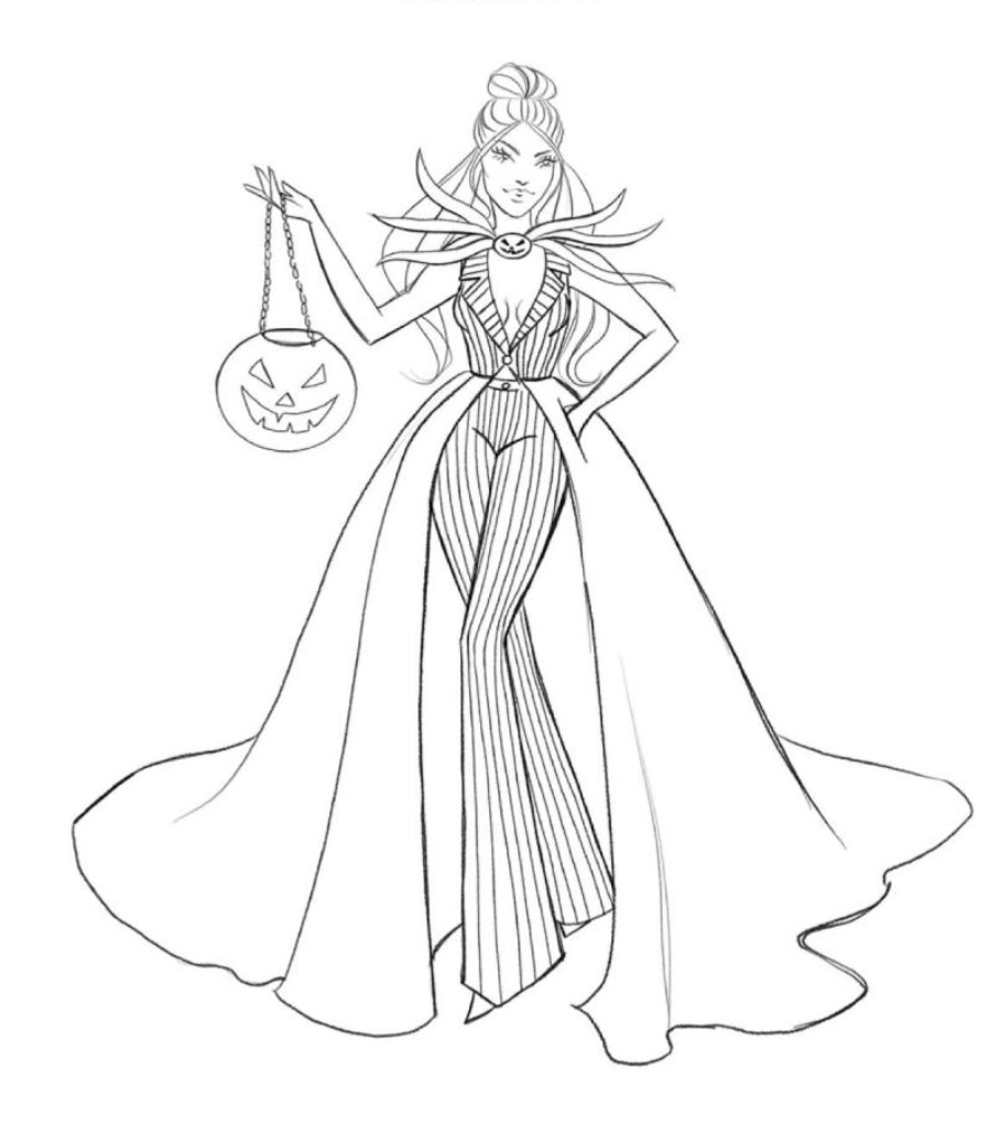 Spooky Runway Fashion: A Coloring Book of Bewitching Designs