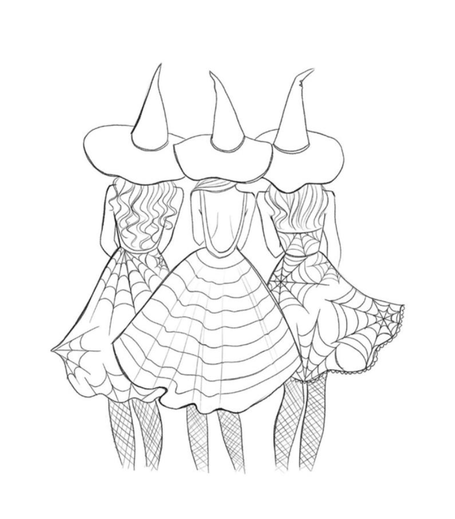Spooky Runway Fashion: A Coloring Book of Bewitching Designs
