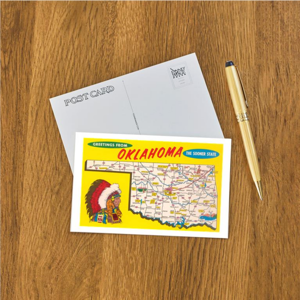 Map of Oklahoma Chief Postcard