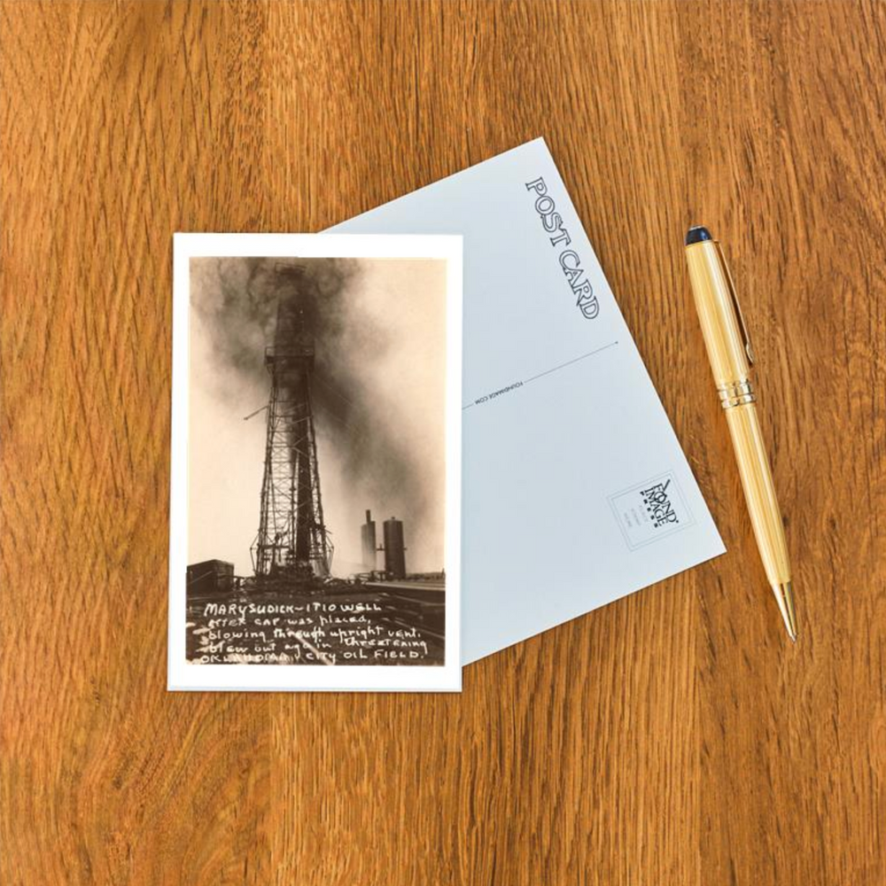 Spurting Oil Well Sepia Postcard