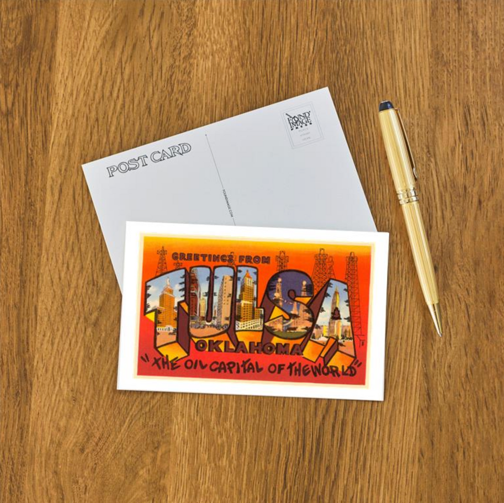 Greetings From Tulsa Postcard-Orange
