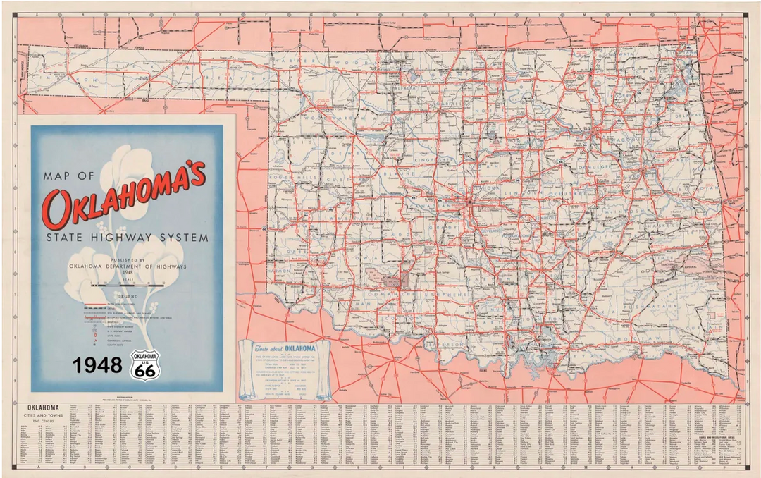 Oklahoma Route 66 Map 1926 - 1948