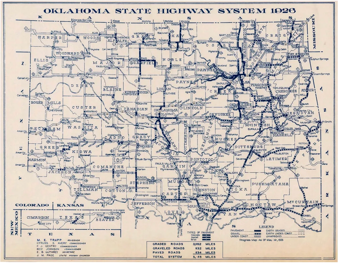 Oklahoma Route 66 Map 1926 - 1948