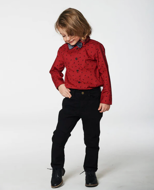 Kid's Holiday Button Down With Bow Tie