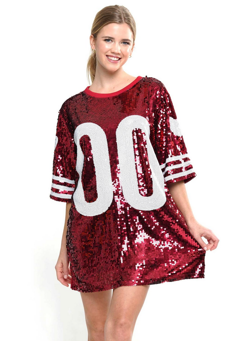 Why Dress Women's Double Zero Sequins Oversized Tee