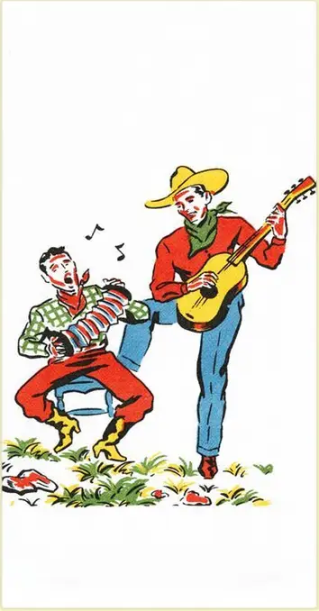 Vintage western music themed dish towel