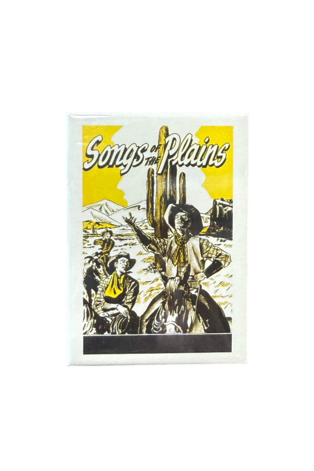 Retro Songs of the Plains magnet with cowboy and desert scene