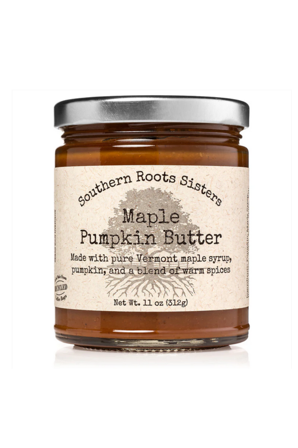 Jar of Southern Roots Sisters Maple Pumpkin Butter, a cozy Oklahoma-made spread with pumpkin, maple, and spices.