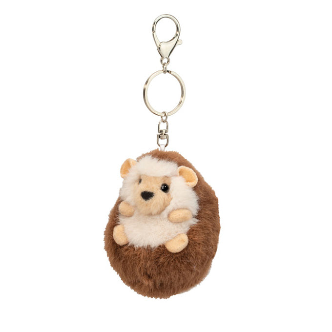 Cute plush hedgehog bag charm with clip for backpacks and purses