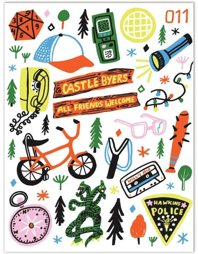 Greeting card featuring Stranger Things icons by The Found