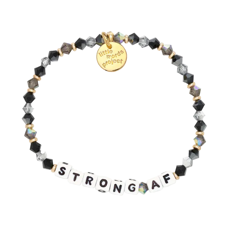 Strong AF Black Ice word bead bracelet by Little Words Project