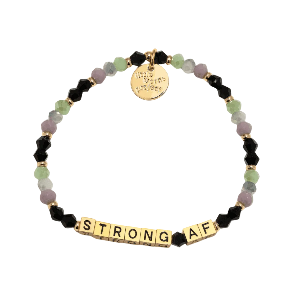 Strong AF Emo Inside Gold bracelet M/L bold word bead bracelet