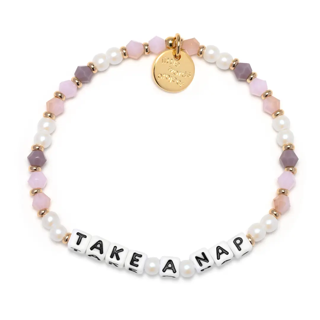 Take A Nap Peachy Love bracelet M/L peach and mauve beaded bracelet by Little Words Project