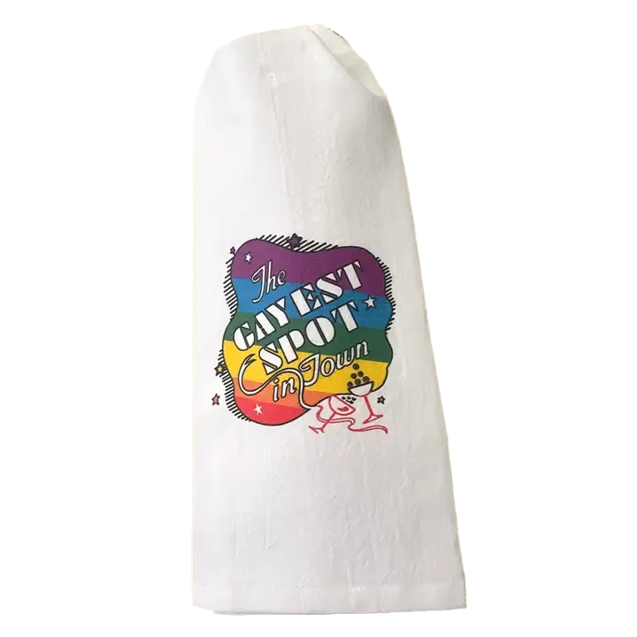 Retro rainbow pride woven cotton dish towel