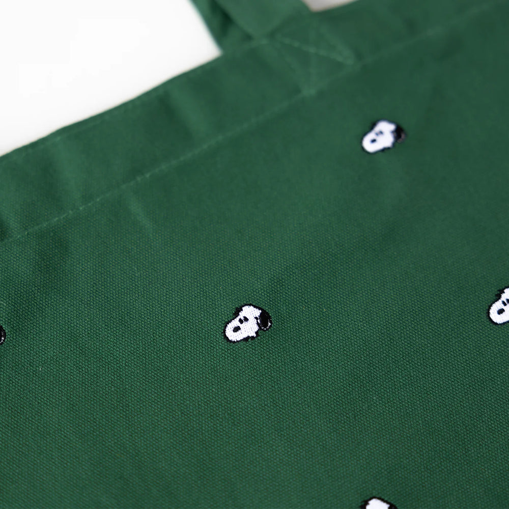 Snoopy Embroidered Tote Bag Forest Green