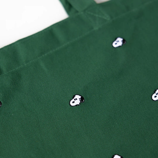 Snoopy Embroidered Tote Bag Forest Green