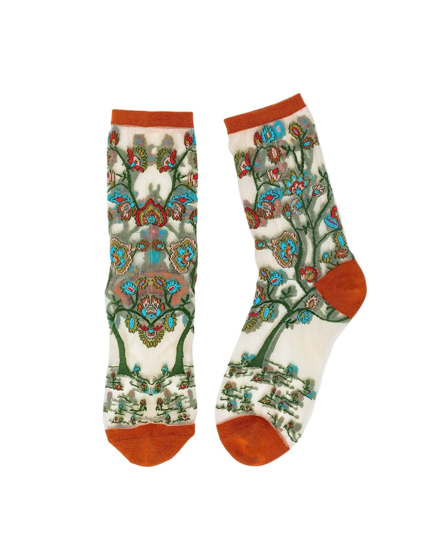 sheer socks with tree design