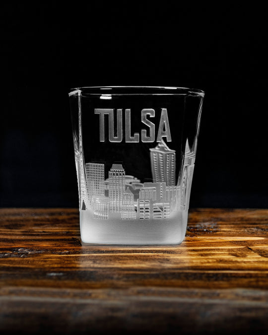 Tulsa Skyline Rocks Glass