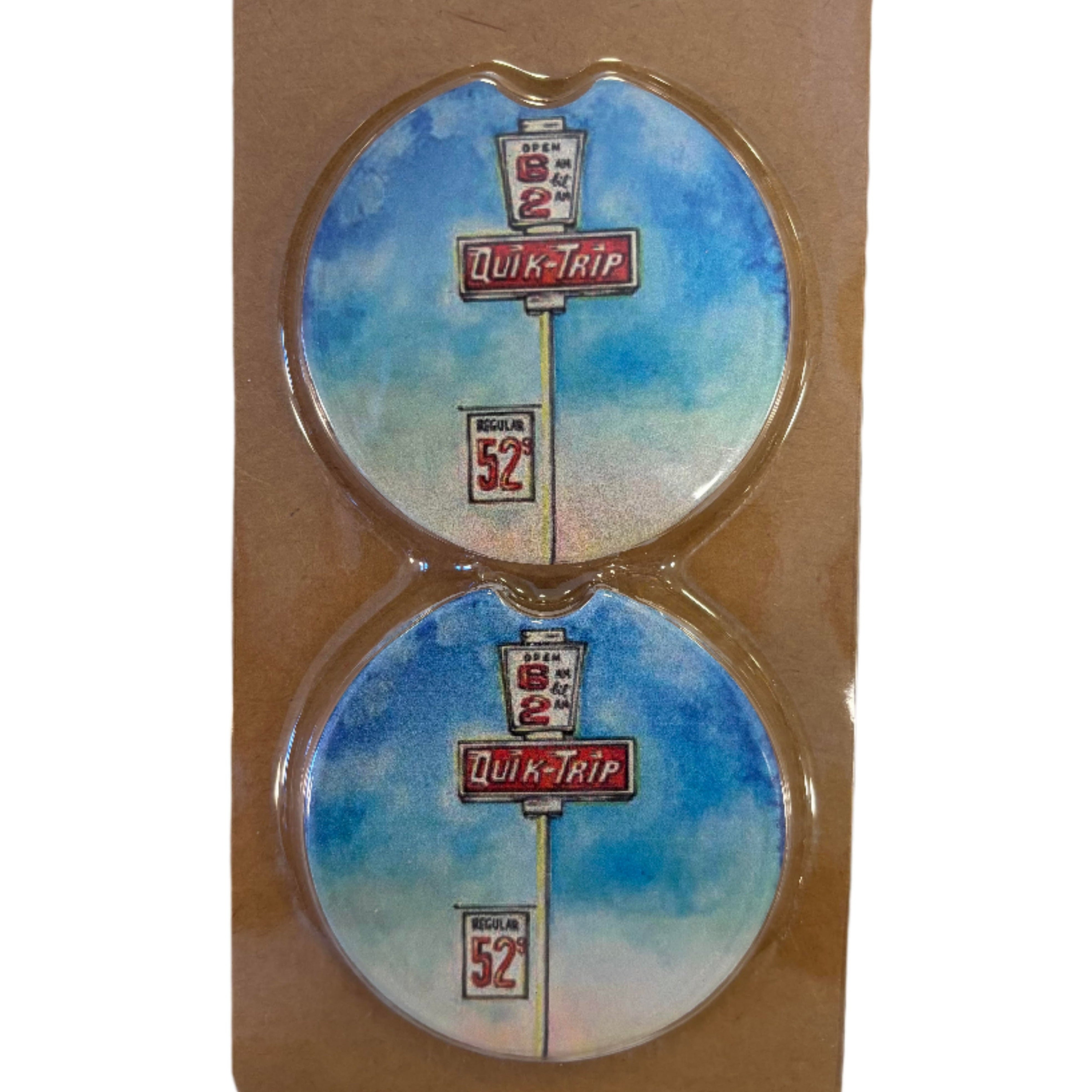 Tulsa in Ink car coaster set showcasing iconic QT building design
