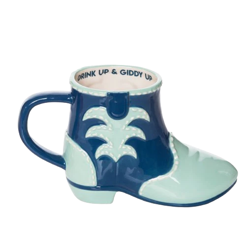 Drink Up And Giddy Up Ceramic Boot Mug