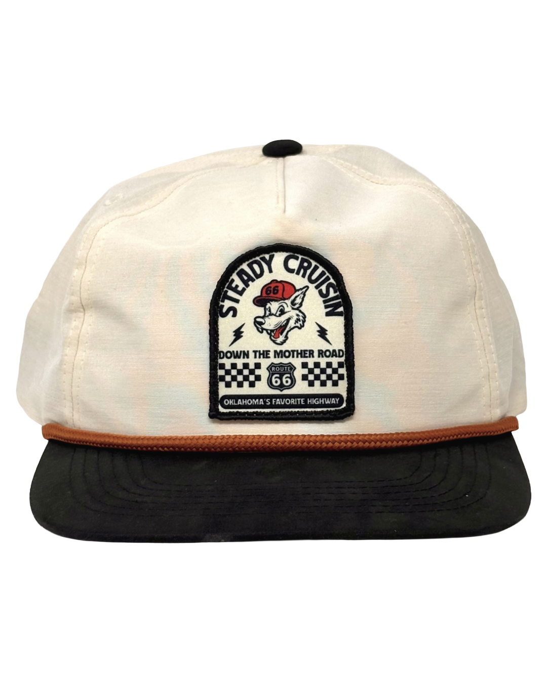 Steady Cruisin Route 66 Patch Hat Cream & Black