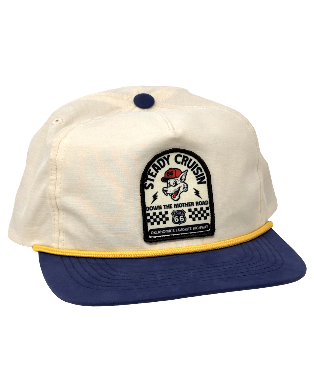 Steady Cruisin Route 66 Patch Hat Cream & Blue