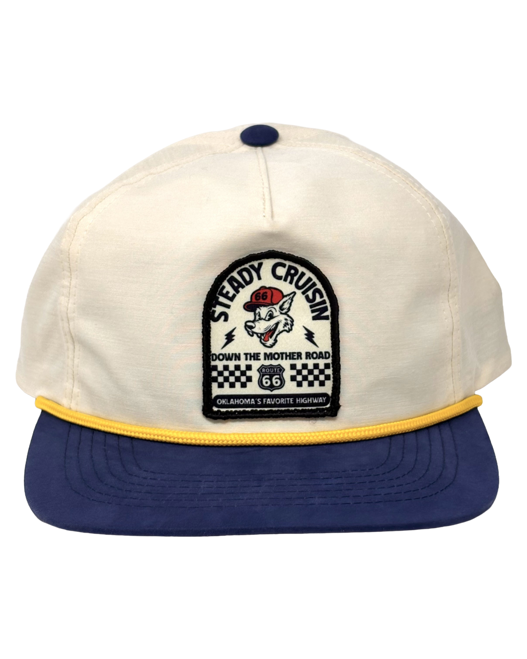 Steady Cruisin Route 66 Patch Hat Cream & Blue