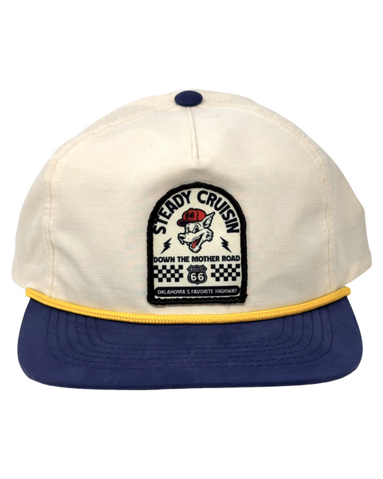Steady Cruisin Route 66 Patch Hat Cream & Blue