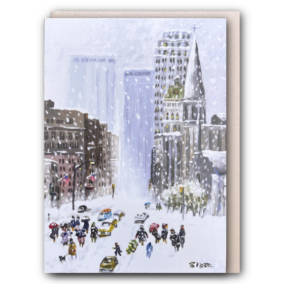 Snowy Downtown Holiday Card