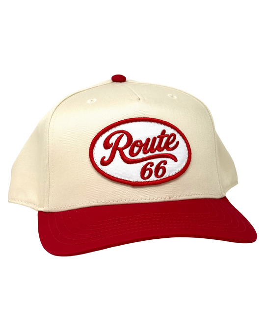 Route 66 Red Retro Patch Hat Natural