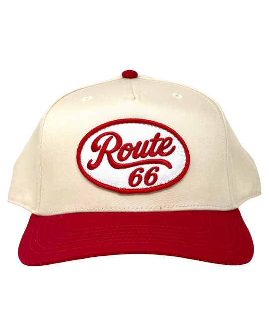Route 66 Red Retro Patch Hat Natural