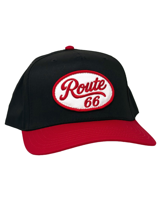 Route 66 Red Retro Patch Hat Black