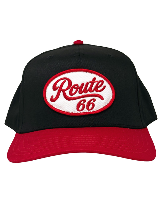 Route 66 Red Retro Patch Hat Black