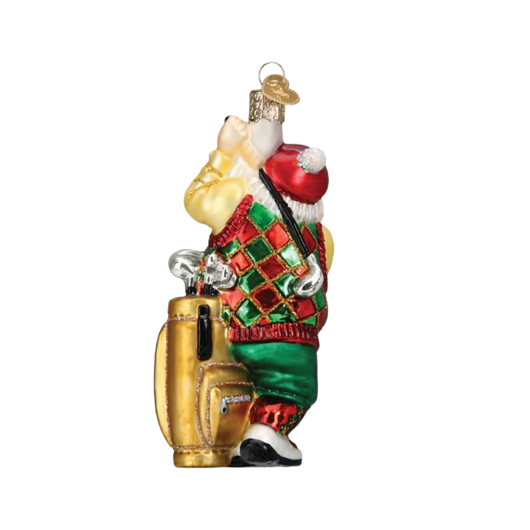 Golfing Santa Ornament