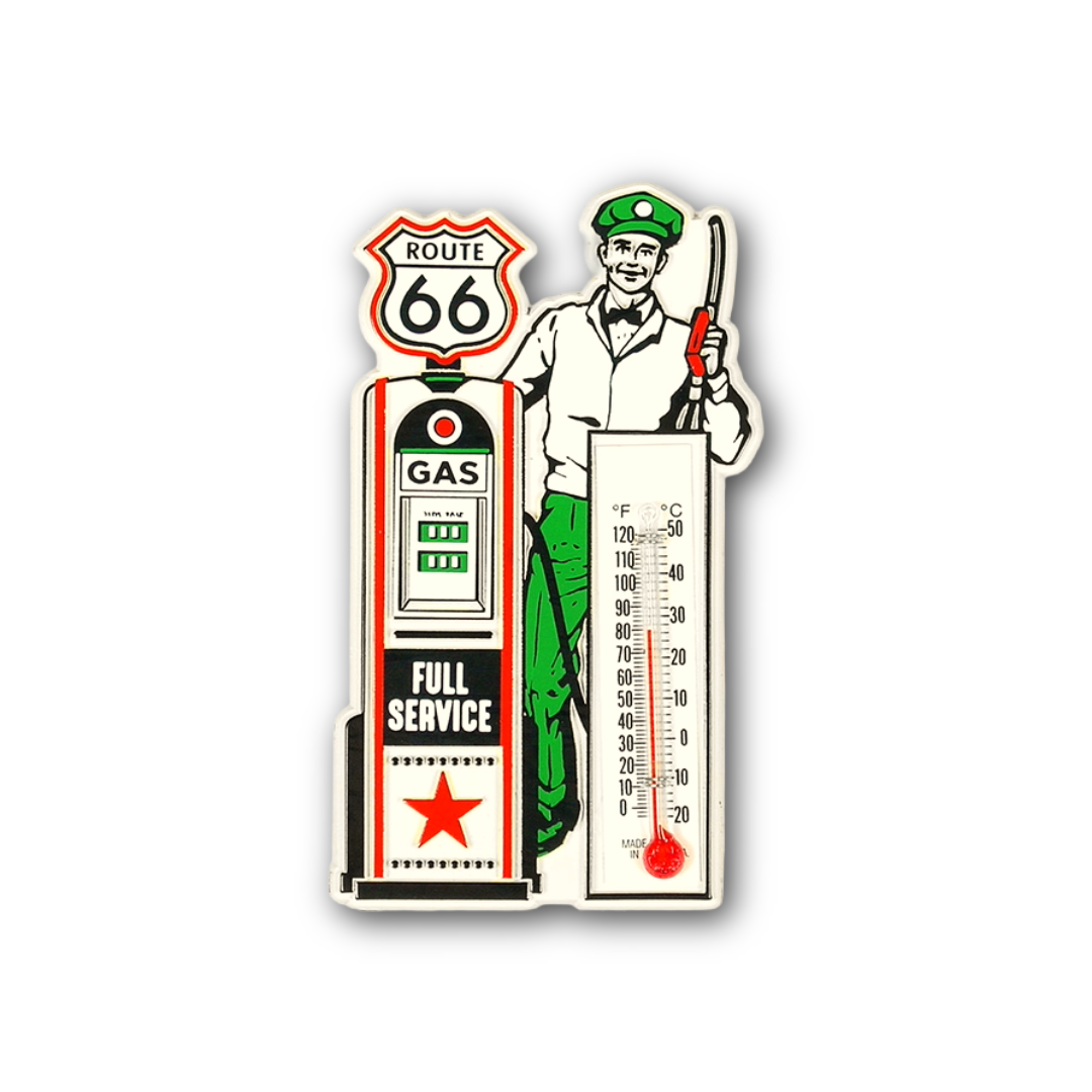 Route 66 Retro Station Thermometer Magnet