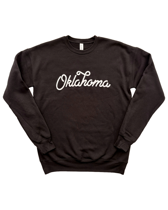 Oklahoma Puffy Script Sweatshirt - Black