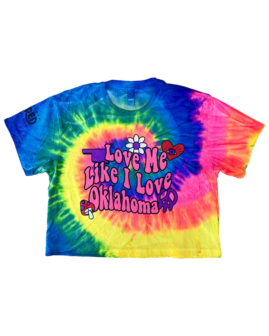 Love Me Like I Love Oklahoma Tie-Dye Crop Tshirt