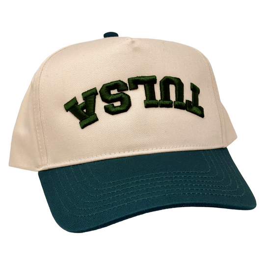 Upside Down Tulsa Hat - Natural/Forest Green