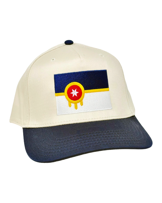 Tulsa Flag Snapback Hat - Cream/Navy