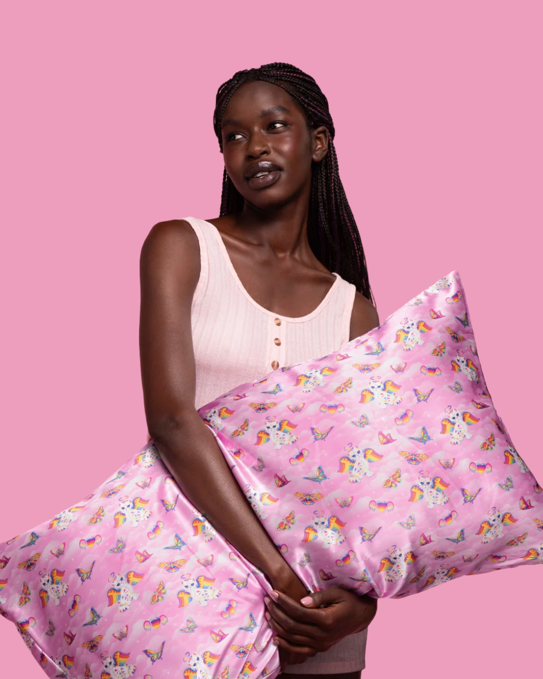 Lisa Frank Angel Kitty Standard Sized Satin Pillowcase