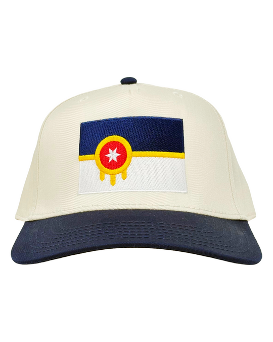Tulsa Flag Snapback Hat - Cream/Navy