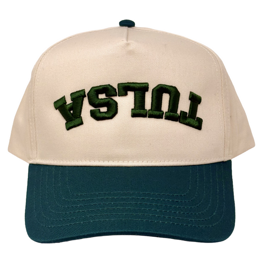 Upside Down Tulsa Hat - Natural/Forest Green