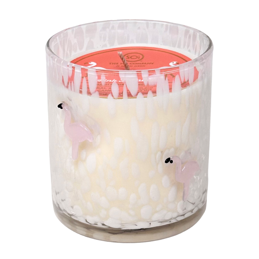 Pink Flamingo Icon Candle
