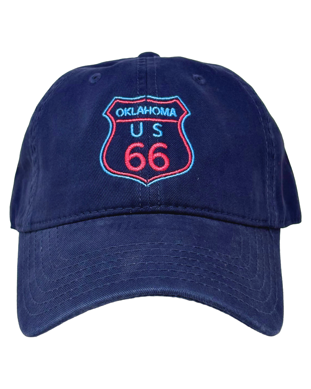 Oklahoma Route 66 Neon Sign Dad Hat Navy